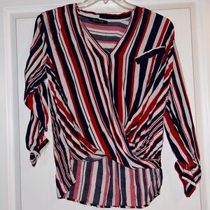 New Look Multicolor Striped Blouse - Red, White, Blue